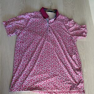 Greyson Red and White Patterned Polo Shirt